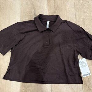lululemon Heavyweight Cotton Short-Sleeve Polo Espresso Brown Size 8
